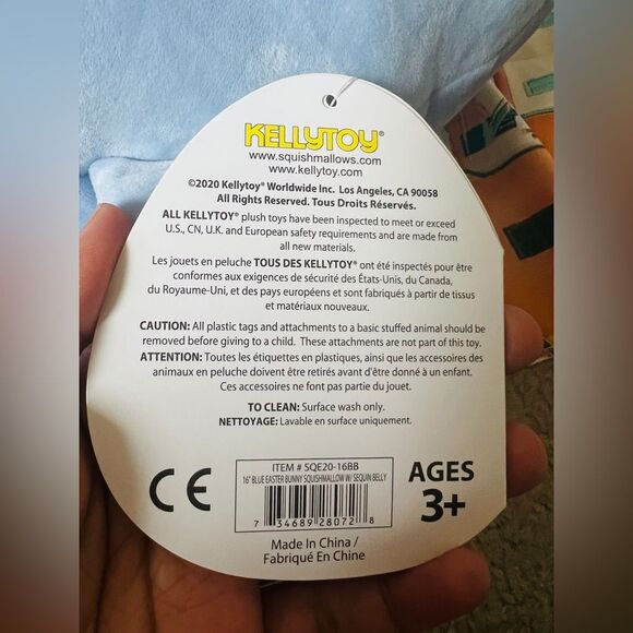 SQUISHMALLOW 16 INCH EASTER PLUSH WITH SEQUIN BELLY | BUNNY BUTTONS NWT - Picture 7 of 15